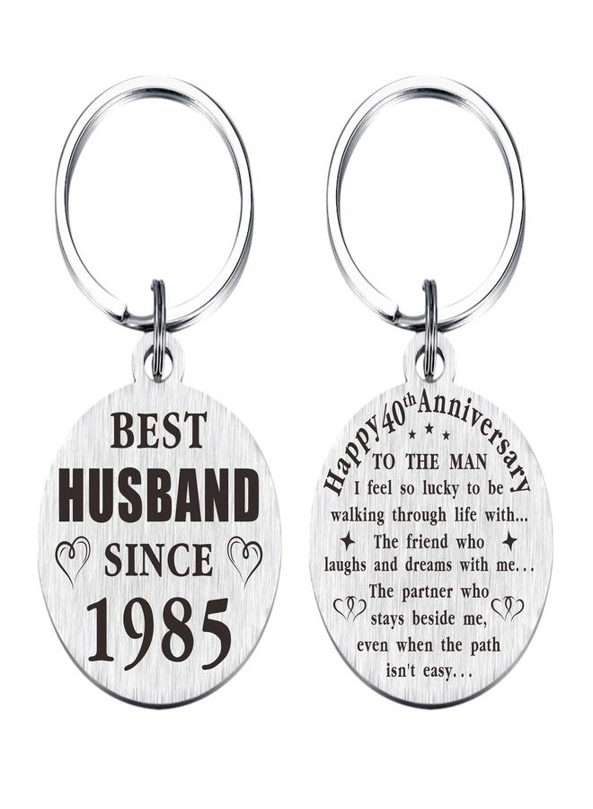 TANWIH 40th Wedding Anniversary Keychain Gifts, Best Husband Since 1985, 40 Year Anniversary Decoration for Him Men - Image 1